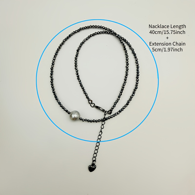 Madama Saltwater Pearl Necklace with Spinel Stones 7mm in Cold Tones